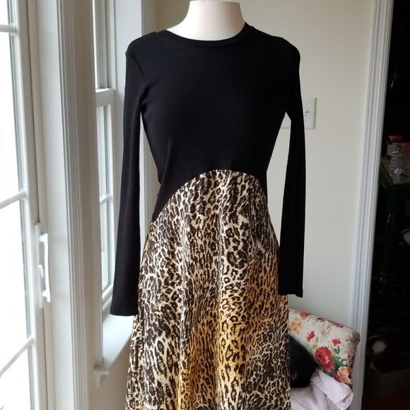 ZARA TRAFALUC😶 Contrasting Leopard/Black High Low Dress - Picture 3 of 9